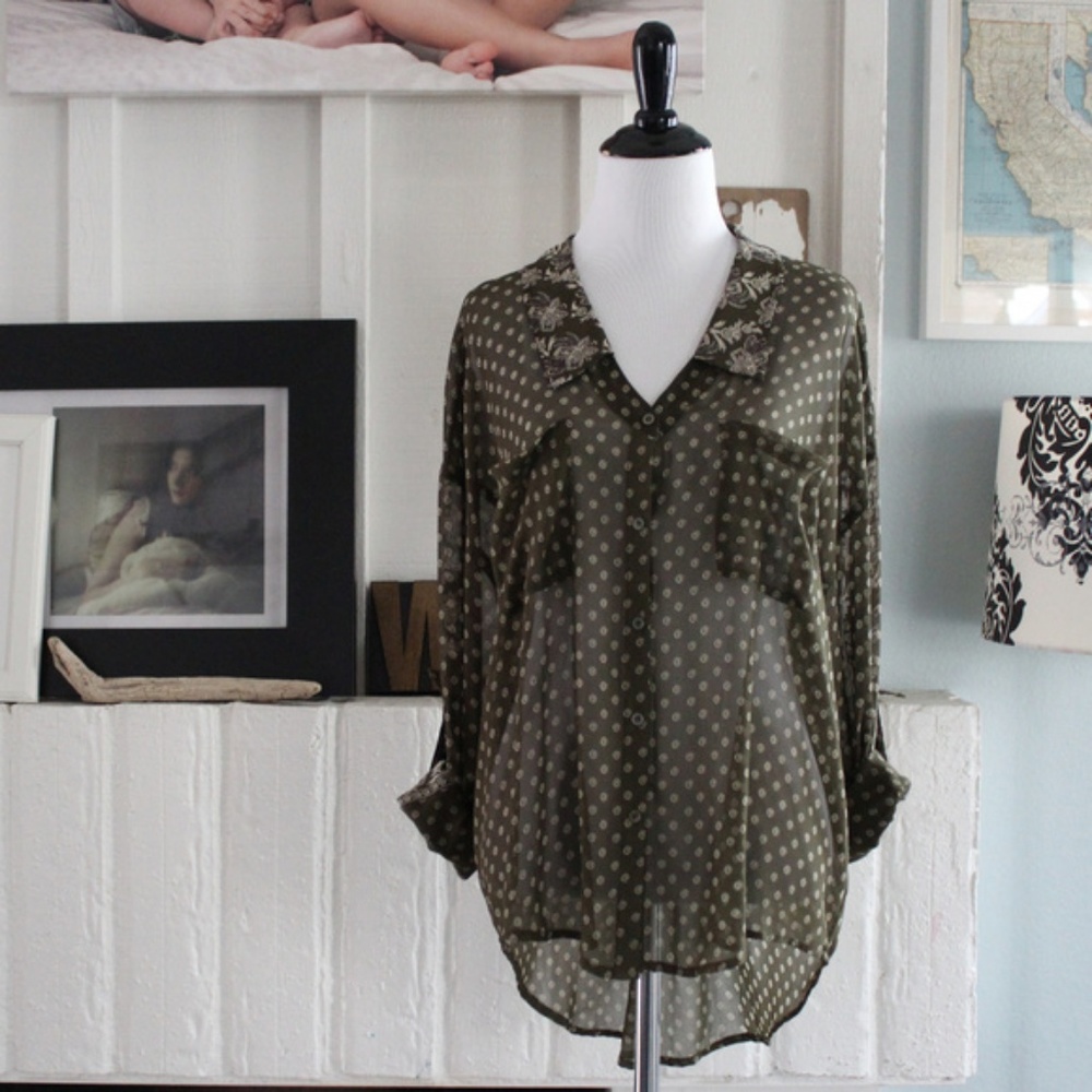 Free People Easy Rider Sheer Button Down - Picture 2 of 7